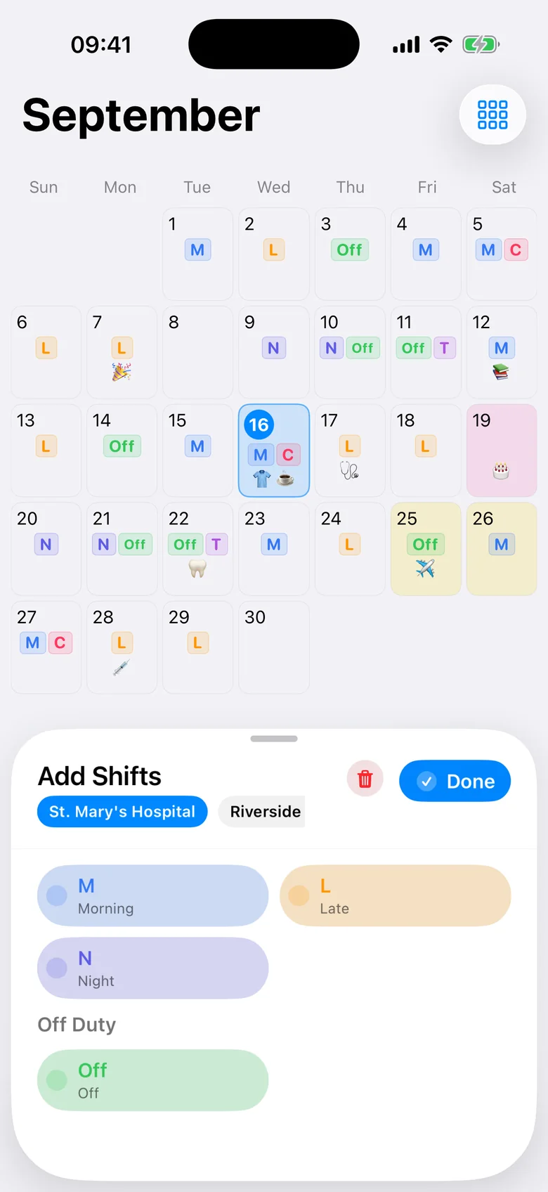 Fill your month in under a minute.